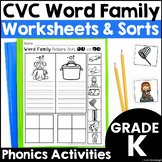 CVC Word Families Practice Worksheets with Matching Pictur