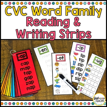 CVC Word Family Decodable Reading and Writing Strips | TPT
