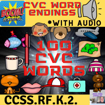 Preview of CVC Word Family Endings BOOM Cards With Audio