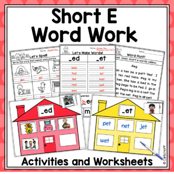 Preview of CVC Short E Word Work Activities and Worksheets
