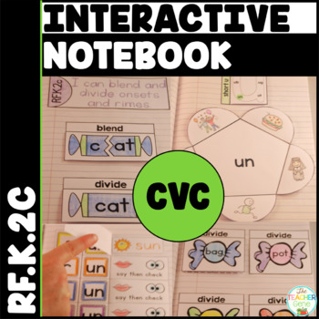 Preview of CVC Word Family Interactive Notebook Kindergarten Onset and Rimes {RF.K.2c}