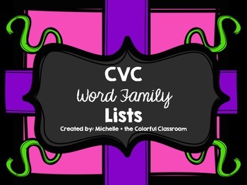 Preview of CVC Word Family Lists {freebie}