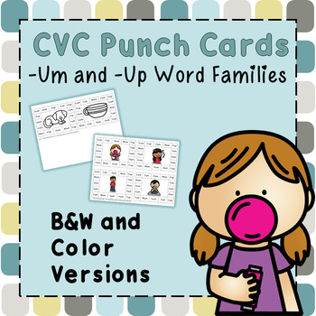 CVC Word Family Punch Activity: -Up and -Um Words by The Joyful Room