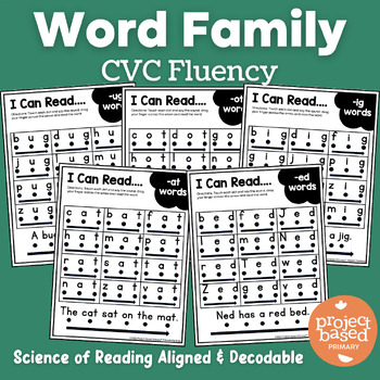 CVC Word Family Reading Fluency No Prep Pack by Project Based Primary LLC