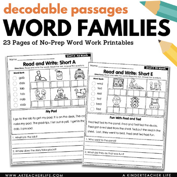 Preview of CVC Word Family Reading Passages and Comprehension