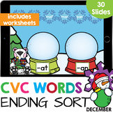 CVC Word Family Sort Kindergarten Reading Worksheets Google Slides Winter