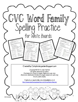 Preview of CVC Word Family Spelling Practice for Whiteboards