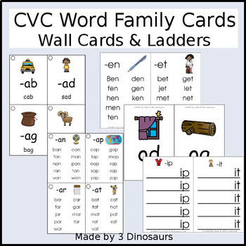 Preview of CVC Word Family Wall Cards & Ladders