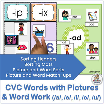 CVC Picture Sort & Blending CVC Words Sort BUNDLE by Primarily Learning