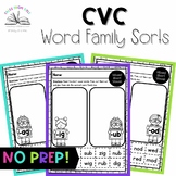 CVC Word Family Worksheet Sorts - Mixed Vowel: Black & Whi