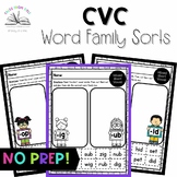 CVC Word Family Worksheet Sorts - Mixed Vowel: Printable