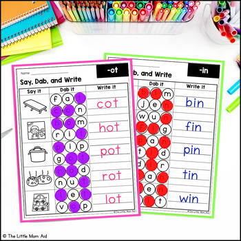 CVC Word Family Worksheets - CVC Phonics Worksheets by The Little Mom Aid