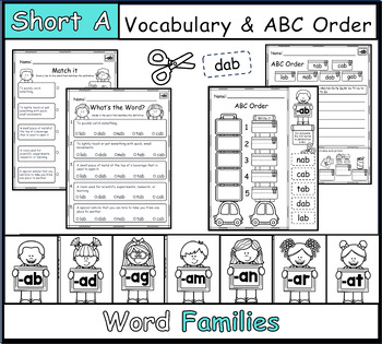 Preview of CVC, Word Family Worksheets: Short a, Vocabulary and ABC Order