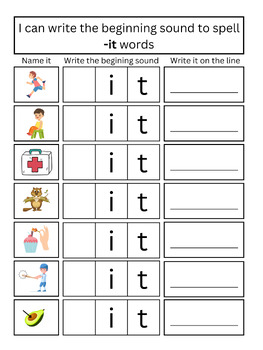 CVC Word Family Worksheets and Resources - it Word Family | TPT