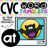 CVC Word Family 'AT' No Prep Phonics Printables FREEBIE