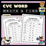 CVC Word Find & Write Worksheet Activity Bundle