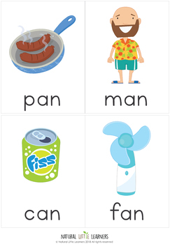 cvc word flash cards by natural little learners tpt