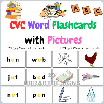 CVC Word Flashcards with Pictures by NbrArtDesigns | TPT