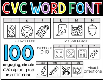 Preview of CVC Word Font - Phonics Clip Art TTF