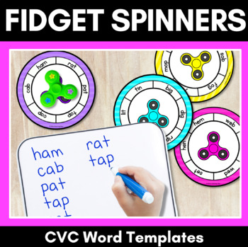 Preview of CVC Word Games - Fidget Spinner Templates - Phonics Activity for Kindergarten