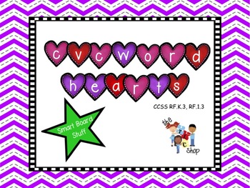Preview of CVC Word Hearts for SMART BOARD