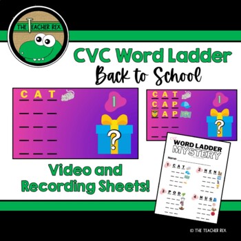 Preview of CVC Word Ladder Mystery - Back to School (video and recording sheets)