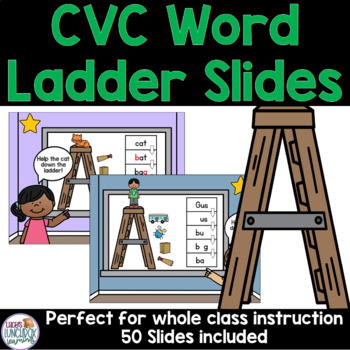 Preview of CVC Word Ladder Slides Google Slides and Power Point