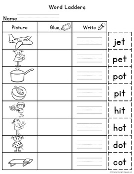 cvc word family ladders word work by just a primary girl