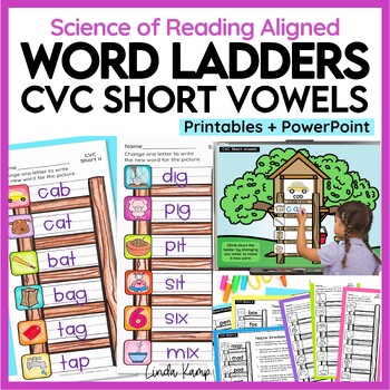 Preview of CVC Word Ladders - Short Vowel Word Chaining Worksheets Science of Reading