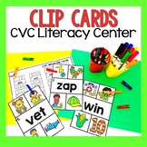 CVC Word Literacy Center - CVC Clip Cards