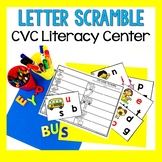 CVC Word Literacy Center - CVC Letter Scramble for Kinderg