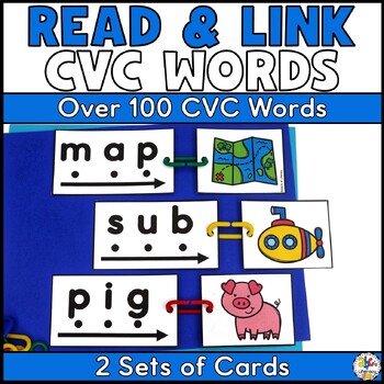 Preview of Linking Chains CVC Word Practice - Segmenting, Blending, & Reading CVC Words
