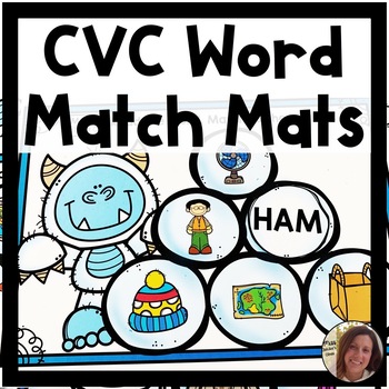 CVC Word Match Mats | Winter Yeti Theme | Phonics Practice Mats | TpT