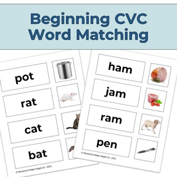 CVC Word Match - Montessori Preschool Kindergarten Beginning Language