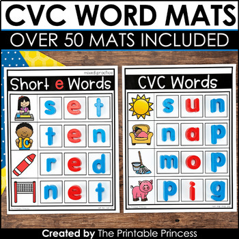 cvc word mats magnetic letters kindergarten literacy cvc words