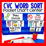 CVC Word Pocket Chart Center - CVC Word Sort for Literacy Centers