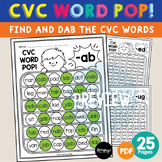 CVC Word Pop Activity, Find and Dab the CVC Word Worksheets