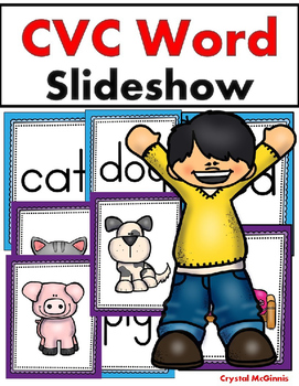 Preview of CVC Word Powerpoint Slideshow (Read Them & Write Them) 70 Words