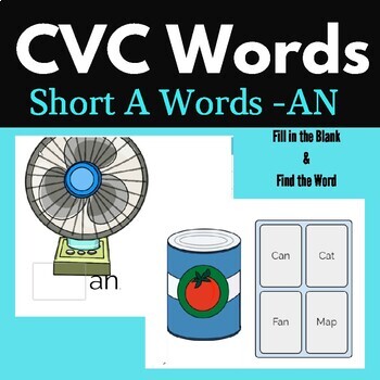 Preview of CVC Word Practice Boom DeckShort A word family -- -AN words #boomdollardeals