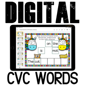 Preview of CVC Word Practice Work Pictures Sentence Building Activity Google Classroom