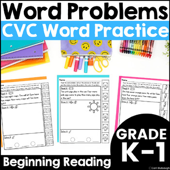 Preview of CVC Word Problems - Addition and Subtraction Within 10 with CVC Word Practice
