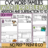 Kindergarten Addition and Subtraction within 10 CVC Word Problems