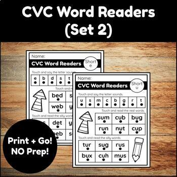 CVC Word Readers (Set 2) | Fluency Practice (NO PREP) by Kinder is Golden