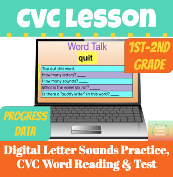 Preview of CVC Word Reading Phonics Lesson Includes Letter Sounds and Test Digital