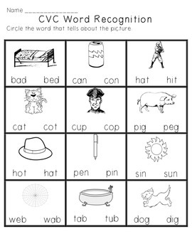 CVC Word Recognition FREE Sample by Sarah Eisenhuth | TpT