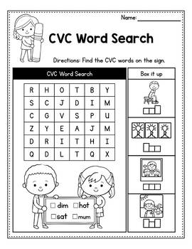 cvc word search cvc words worksheets by my nerdy teacher by alina v