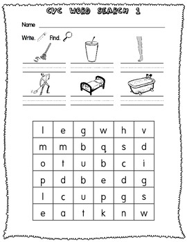 cvc word searches write find short vowels by kristin boone