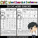 CVC Word Searches & Sentences | CVC Word Search Worksheets