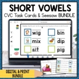 CVC Word Phonics Seesaw Activities and Task Cards Bundle