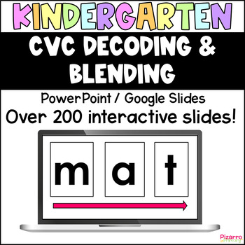 Preview of CVC Word Slides Kindergarten | Decoding and Blending Slides Kindergarten 1st SOR